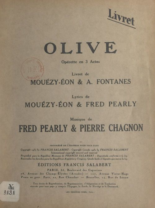 ebook cover of Olive, by Alexandre Fontanes, Andre Mouezy-Eon