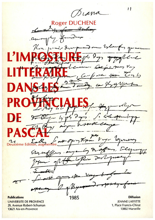 Couverture ebook de L'imposture littéraire dans les Provinciales de Pascal, de Roger Duchêne