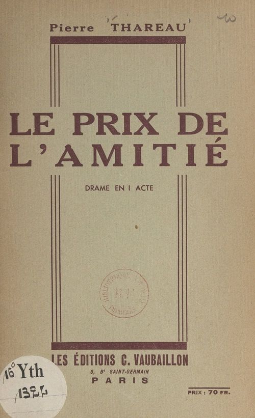 ebook cover of Le prix de l'amitié, by Pierre Thareau