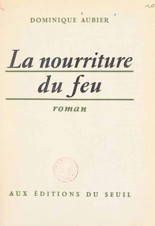 Couverture ebook de La nourriture du feu, de Dominique Aubier