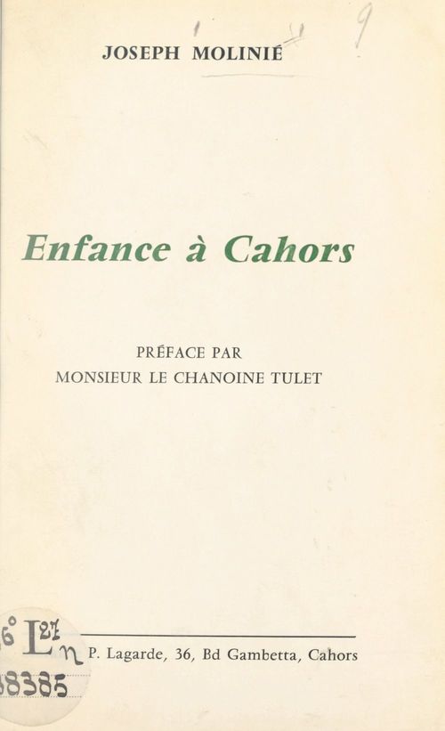 Couverture ebook de Enfance à Cahors, de Joseph Molinie