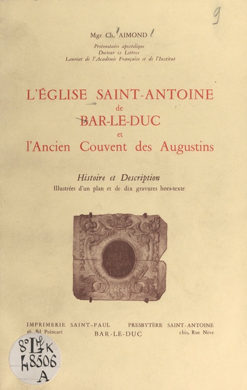 ebook cover of L'église Saint-Antoine de Bar-le-Duc et l'ancien couvent des Augustins, by Charles Aimond