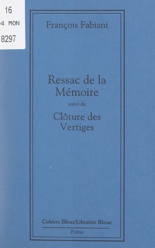 Couverture ebook de Ressac de la mémoire, de Francois Fabiani