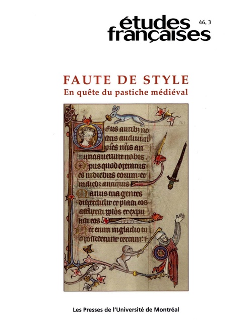 Couverture ebook de Études françaises. Volume 46, numéro 3, 2010, de Armand Strubel, Christine Ferlampin-Acher, Helene Bouget, Isabelle Arseneau, Madeleine Jeay, Mireille Seguy, Sophie Leto