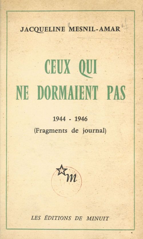 ebook cover of Ceux qui ne dormaient pas, 1944-1946 (Fragments de journal), by Robert Aron, Jacqueline Mesnil-amar