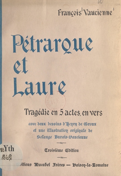 ebook cover of Pétrarque et Laure, by Francois Vaucienne