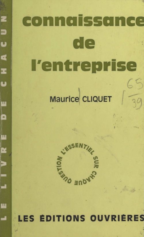 Couverture ebook de Connaissance de l'entreprise, de Maurice Cliquet