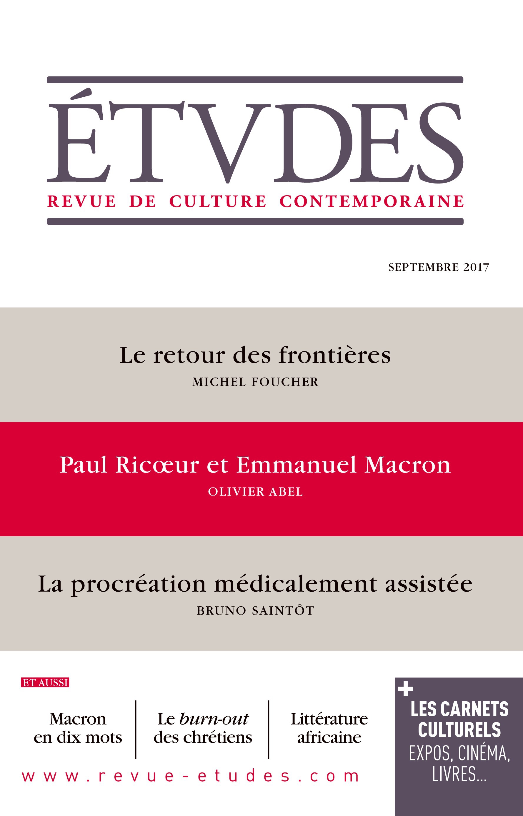 Couverture ebook de Etudes - Paul Ricoeur & Emmanuel Macron, de Revue études