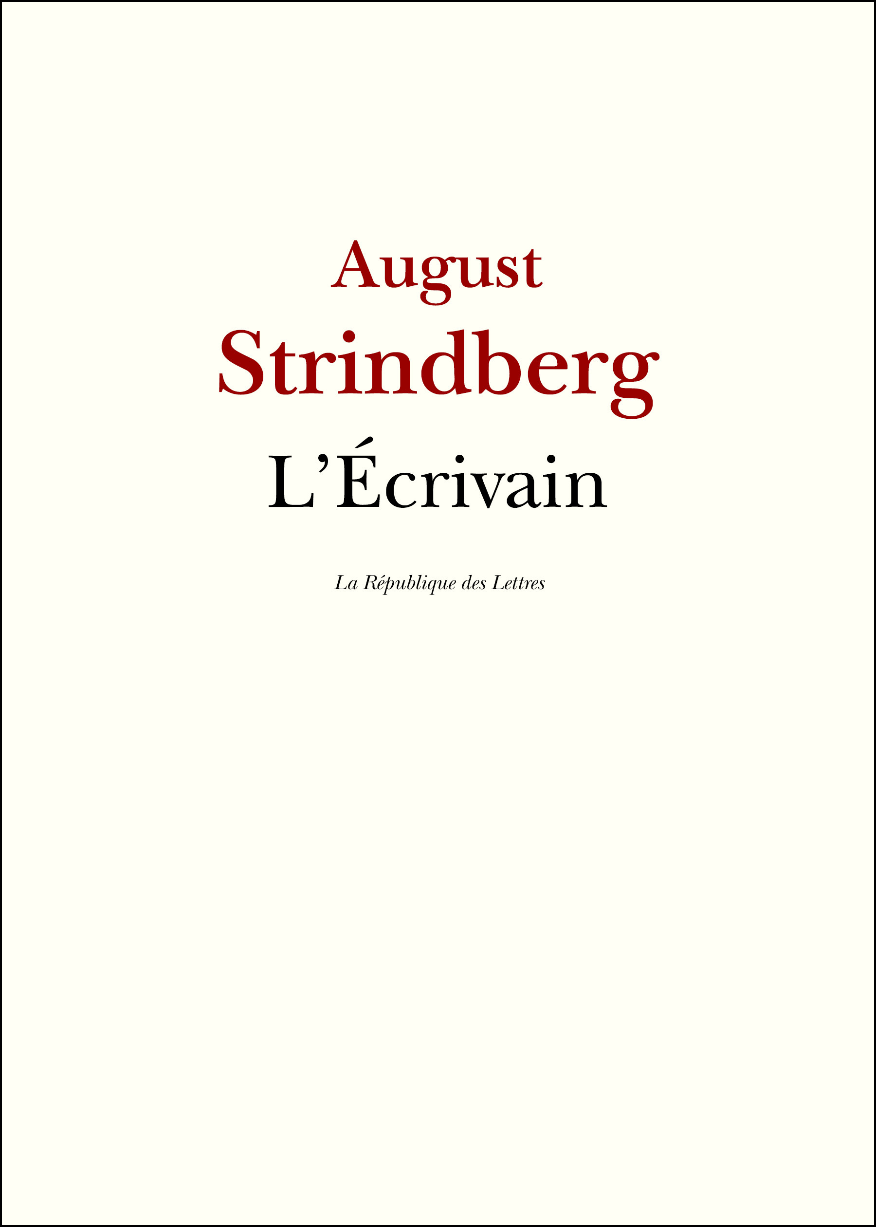 ebook cover of L'Écrivain, by August Strindberg