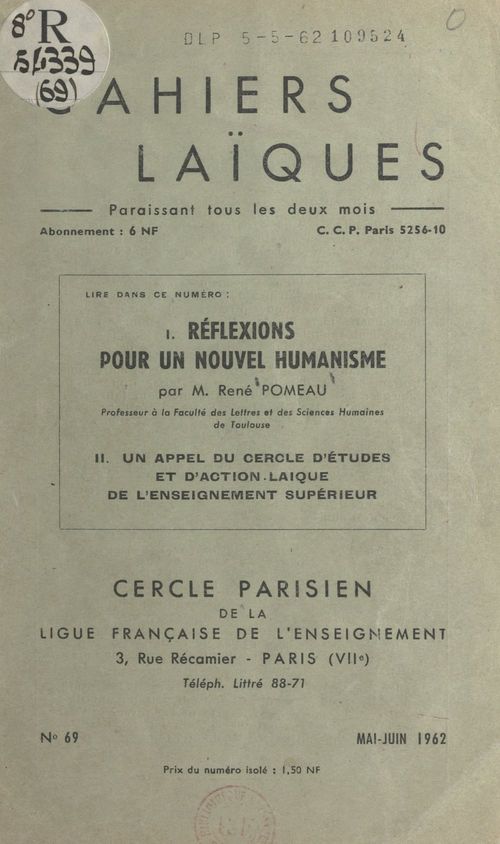 Couverture ebook de Réflexions pour un nouvel humanisme, de Rene Pomeau