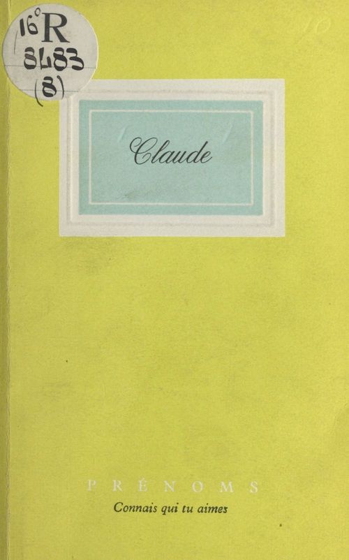 ebook cover of Claude, by Francois Sentein