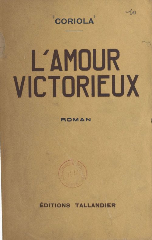 Couverture ebook de L'amour victorieux, de Coriola
