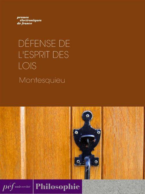 ebook cover of Défense de l'esprit des lois, by Montesquieu