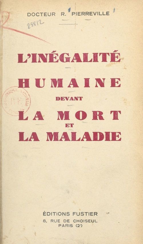 ebook cover of L'inégalité humaine devant la mort et la maladie, by R. Pierreville