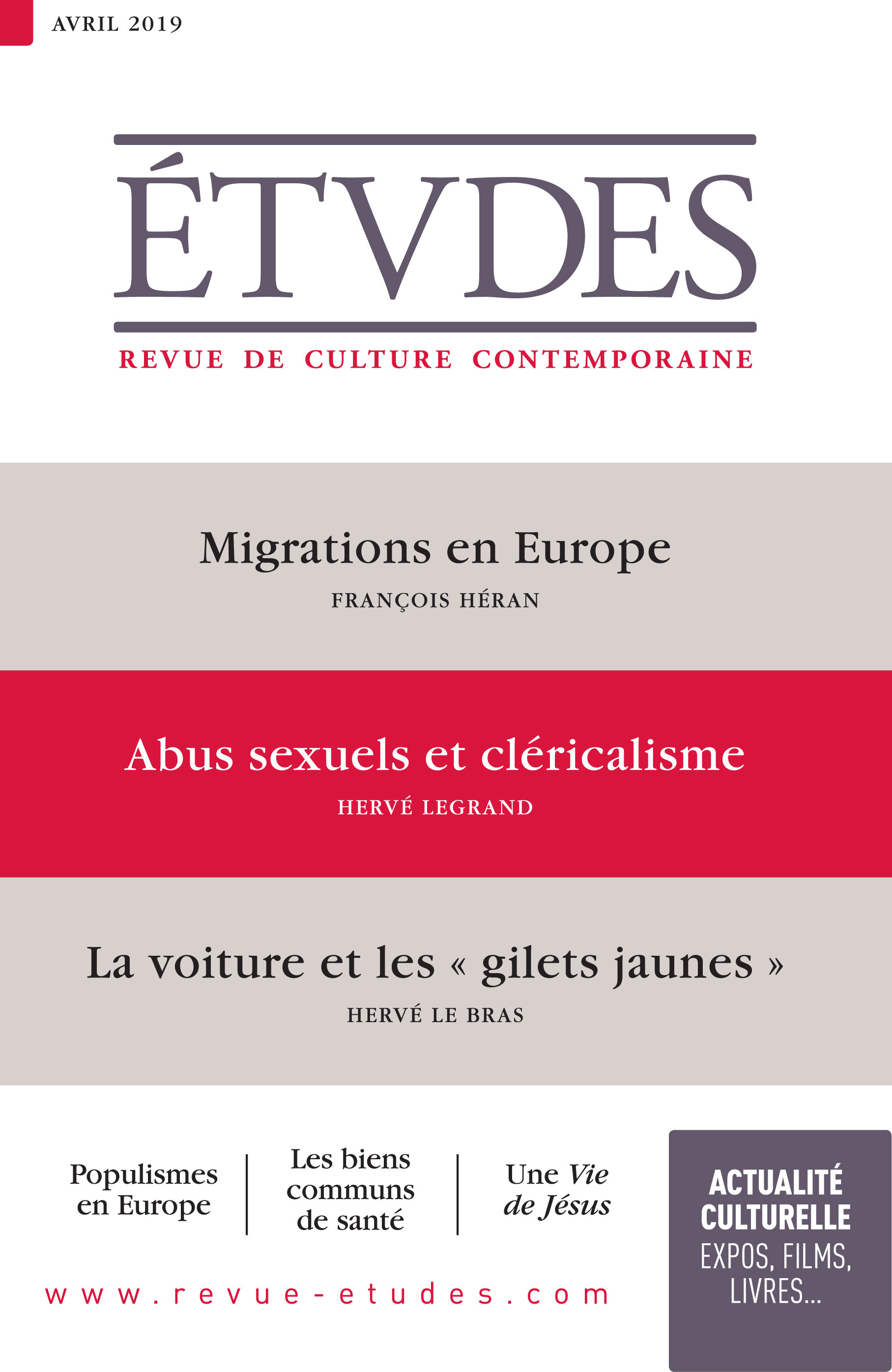 Couverture ebook de Etudes : Abus sexuels et cléricalisme, de Revue études