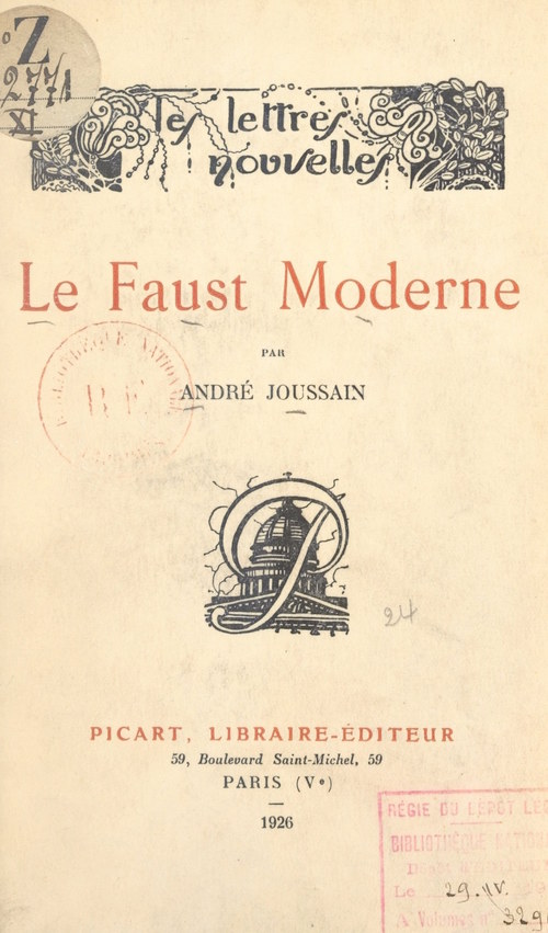 Couverture ebook de Le Faust moderne, de Andre Joussain