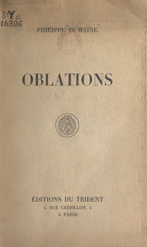ebook cover of Oblations, by Philippe Dumaine