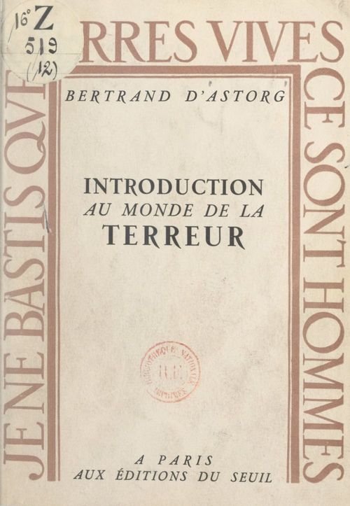 ebook cover of Introduction au monde de la Terreur, by Bertrand D''Astorg