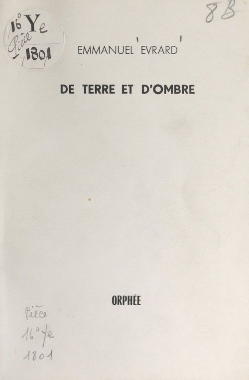 Couverture ebook de De terre et d'ombre, de Emmanuel Evrard