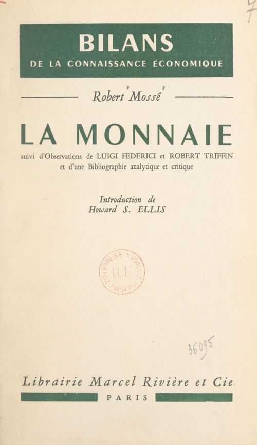 Couverture ebook de La monnaie, de Robert Mosse
