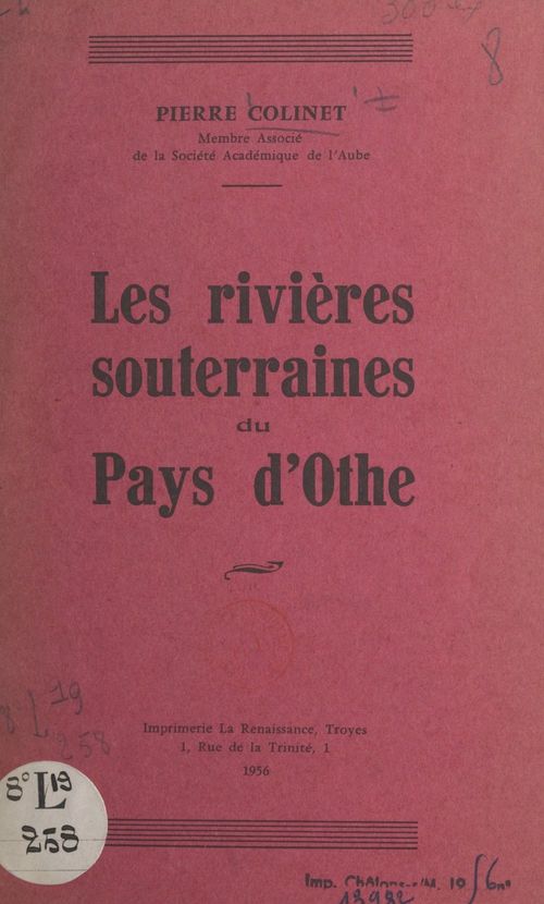ebook cover of Les rivières souterraines du pays d'Othe, by Pierre Colinet