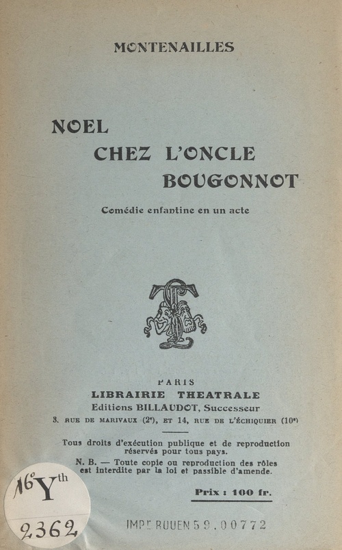 Couverture ebook de Noël chez l'Oncle Bougonnot, de Montenailles