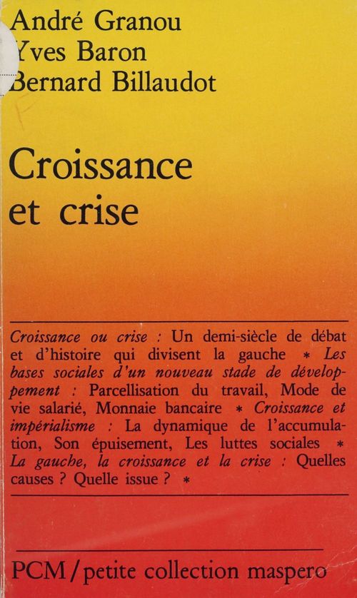 ebook cover of Croissance et crise, by Yves Baron, Bernard Billaudot, André Granou