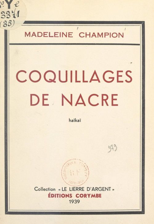 ebook cover of Coquillages de nacre, by Madeleine Champion