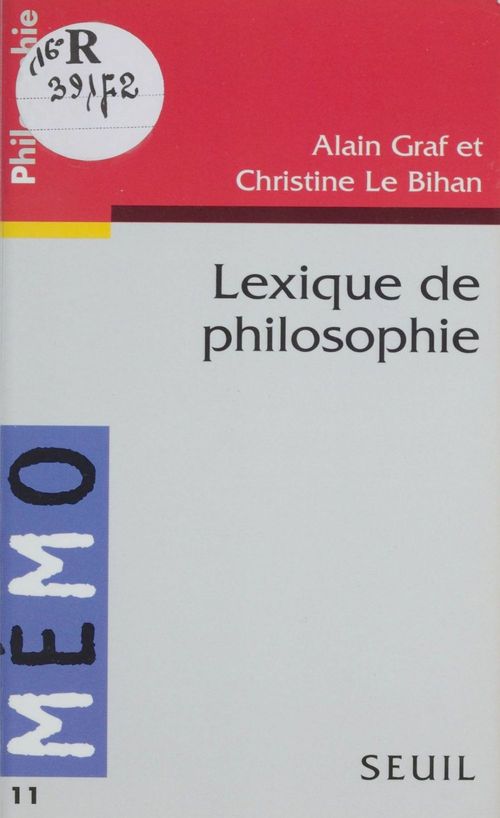 Couverture ebook de Lexique de philosophie, de Graf/Le Bihan
