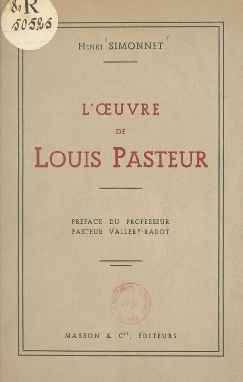 ebook cover of L'oeuvre de Louis Pasteur, by Henri Simonnet