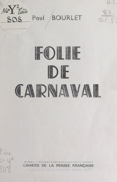 Couverture ebook de Folie de carnaval, de Paul Bourlet