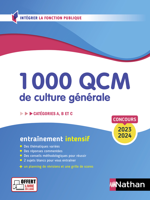 ebook cover of 1 000 QCM de culture générale - Catégories A, B, C - 2023-2024 Livre en ligne, by Pascal Joly