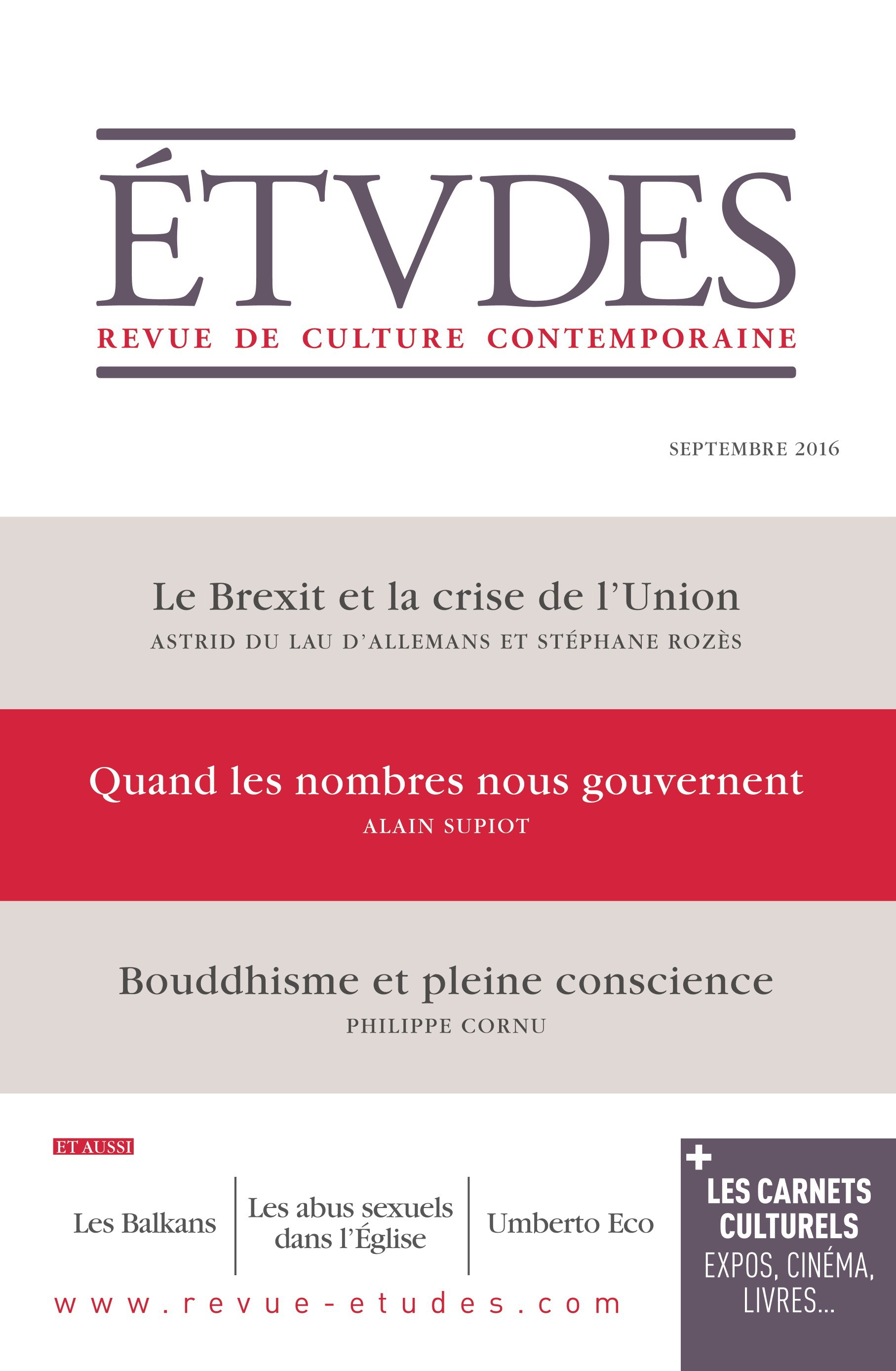 ebook cover of Etudes Septembre 2016, by Collectif