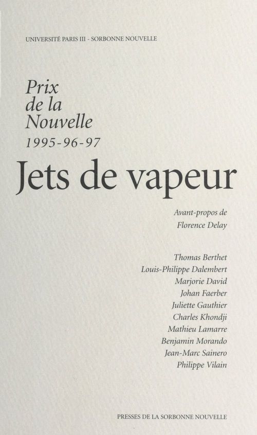 Couverture ebook de Jets de vapeur, de Florence Delay