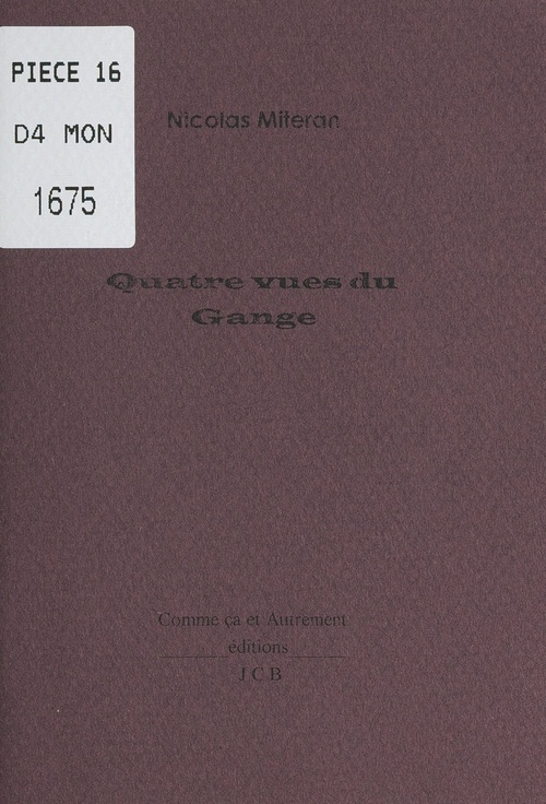 ebook cover of Quatre vues du Gange, by Nicolas Miteran