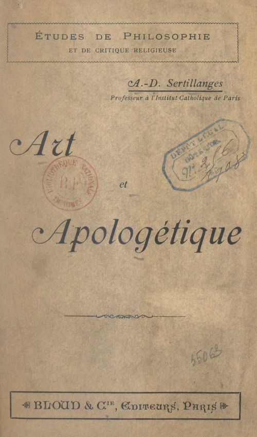 Couverture ebook de Art et apologétique, de Antonin-Dalmace Sertillanges