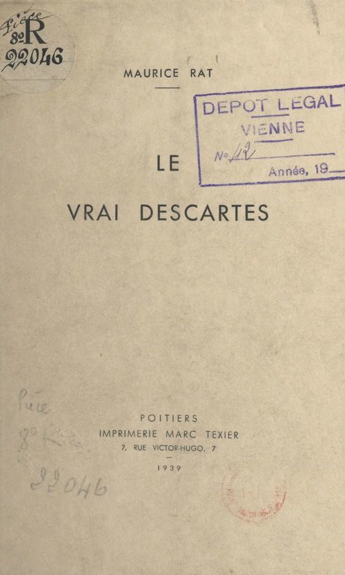 Couverture ebook de Le vrai Descartes, de Maurice Rat