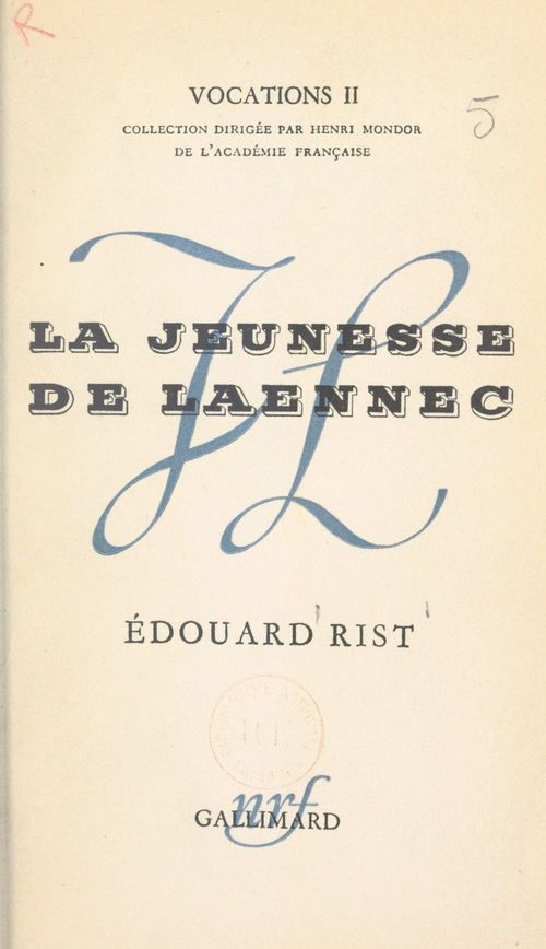 ebook cover of La jeunesse de Laënnec, by Edouard Rist