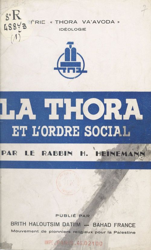 Couverture ebook de La Thora et l'ordre social, de H. Heinemann