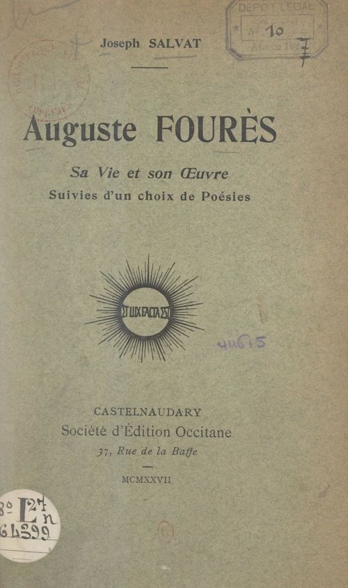 ebook cover of Auguste Fourès, sa vie et son oeuvre, by Joseph Salvat