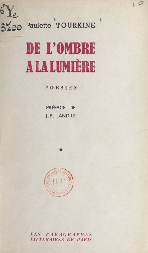 ebook cover of De l'ombre à la lumière, by Paulette Tourkine