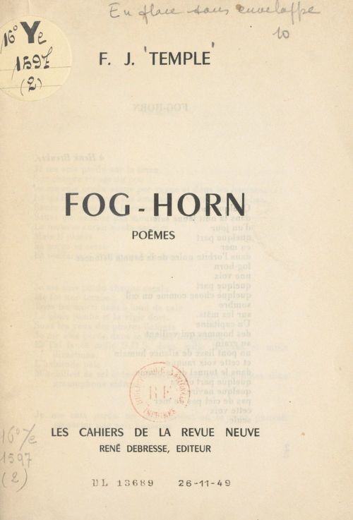 ebook cover of Fog-Horn, by Frederic Jacques Temple