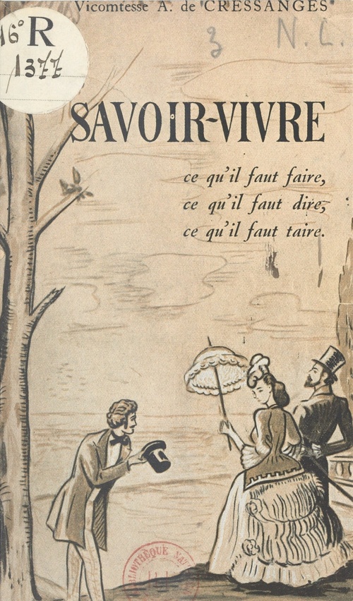 Couverture ebook de Savoir vivre, de De Cressanges