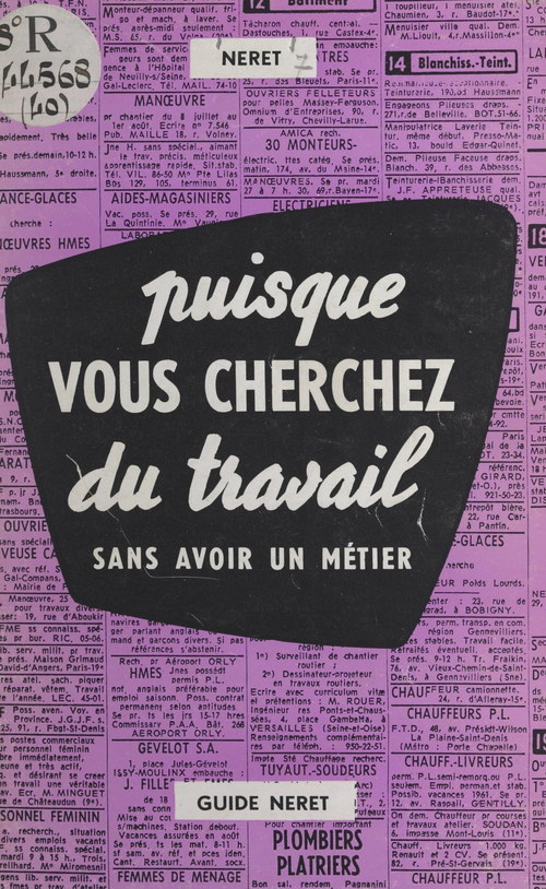 Couverture ebook de Puisque vous cherchez du travail sans avoir de métier, de Jean-Alexis Néret