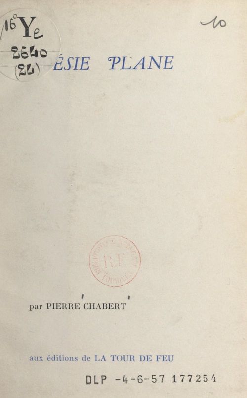 ebook cover of Poésie plane, by Pierre Chabert