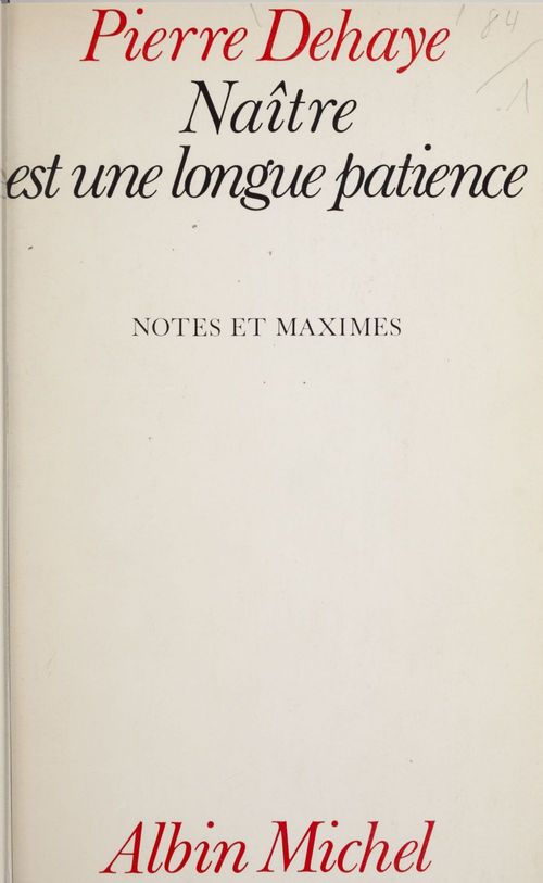 Couverture ebook de Naître est une longue patience, de Pierre Dehaye