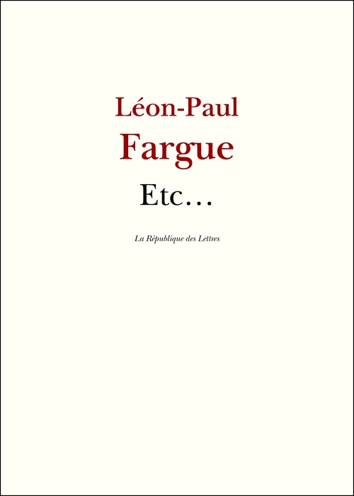 Couverture ebook de Etc..., de Léon-Paul Fargue