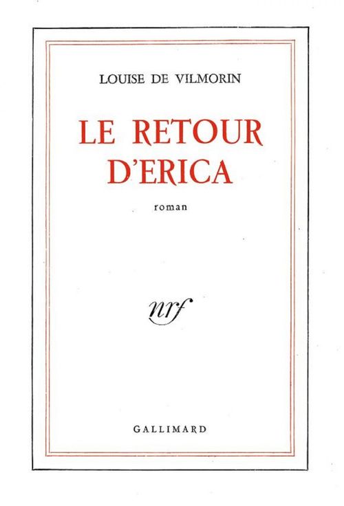 Couverture ebook de Le retour d'Erica, de Louise de Vilmorin