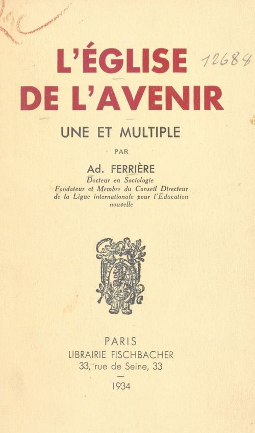 Couverture ebook de L'Église de l'avenir, de Adolphe Ferrière