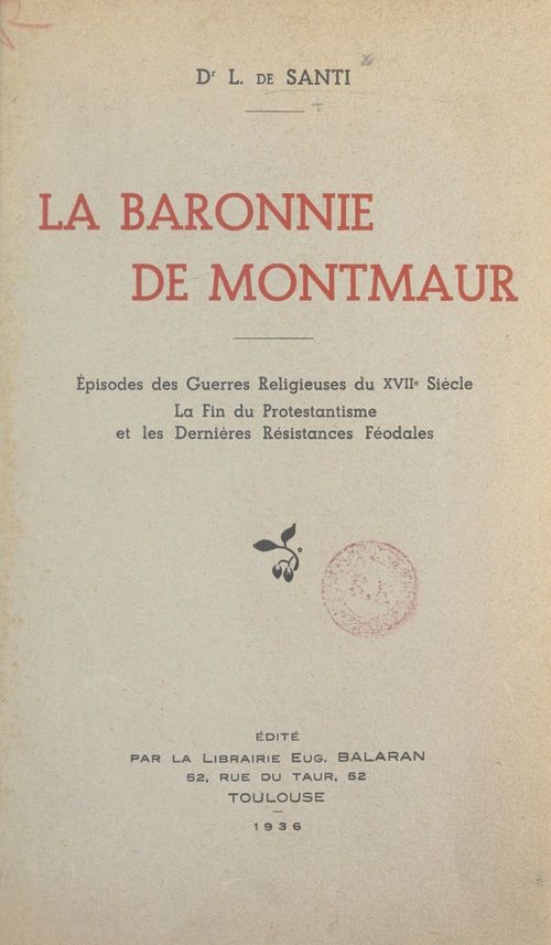 Couverture ebook de La baronnie de Montmaur, de Louis De Santi